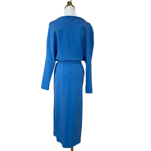 Simkhai Blue Off Shoulder Midi Sweater Dress SMALL Blouson Dolman Designer $425 - Picture 10 of 12